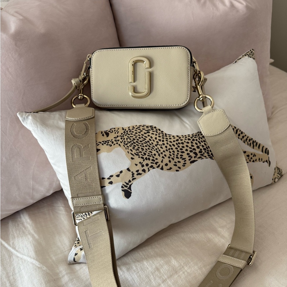 Marc Jacobs Beige Crossbody Bag with Gold Accents